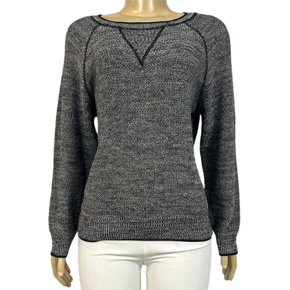 NWT Cotton Country Sweatshirt Womens Black Silver Metallic Thread Long S… - Picture 1 of 6